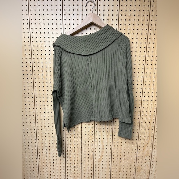 We The Free Olive Green Waffle Knit Top - Picture 4 of 6